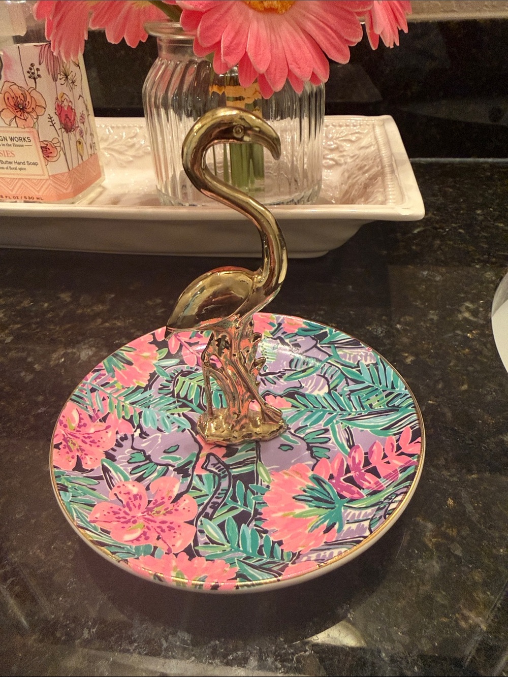 Lilly Pulitzer White Ceramic Piece with Gold Accent